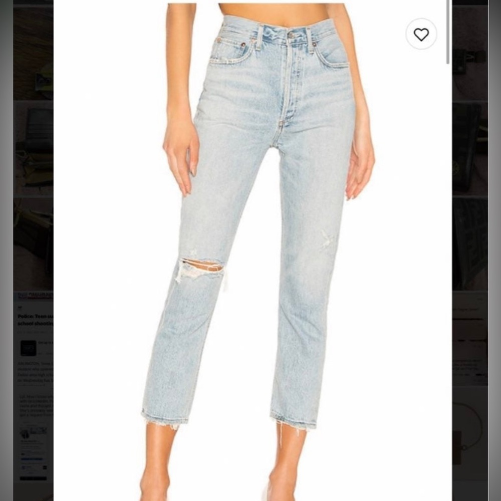 AGOLDE Riley High Rise Straight Crop in Shatter, Size 23